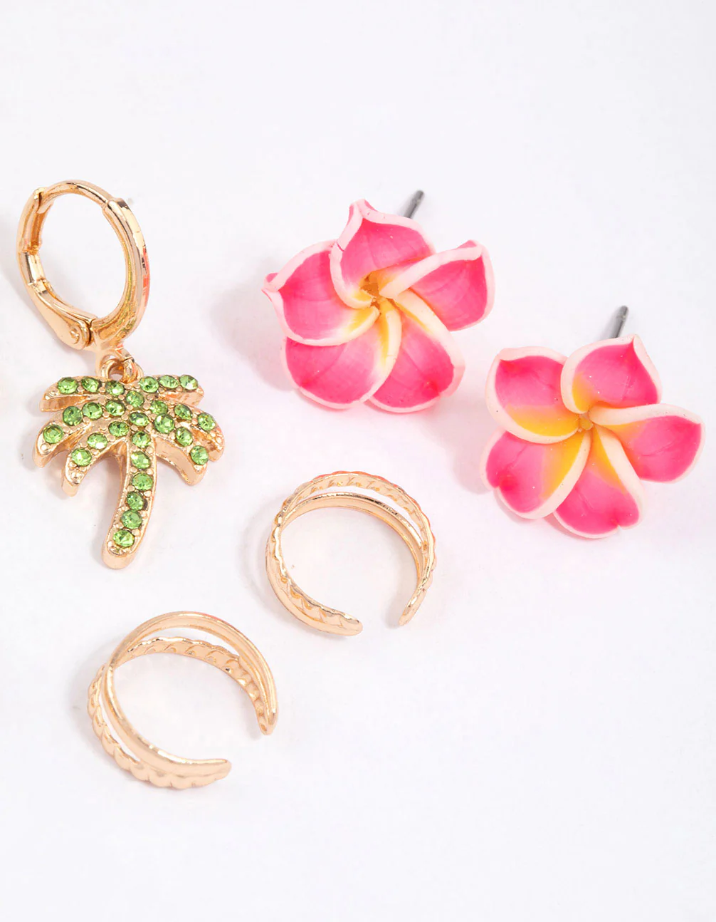 Gold Bling Palm Tree Earrings 4-Pack - Image 3
