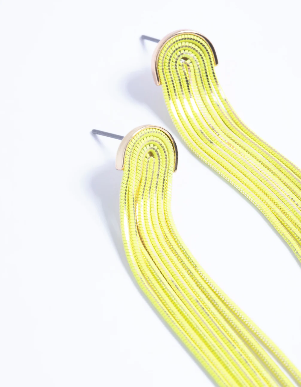 Yellow Waterfall Chain Drop Earrings - Image 3