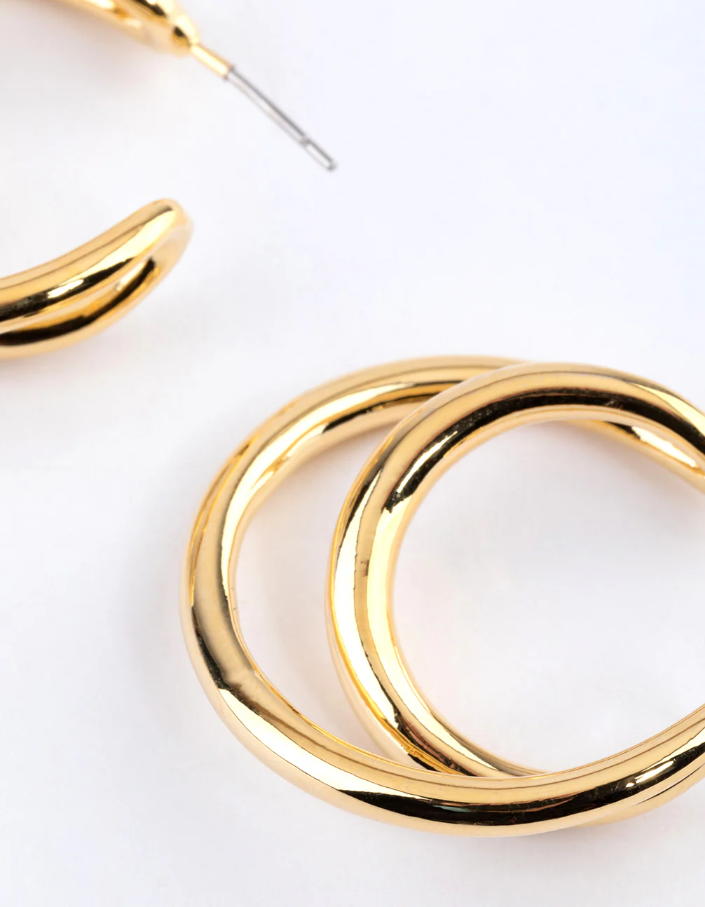 Gold Plated Medium Twisted Hoop Earrings - Image 2