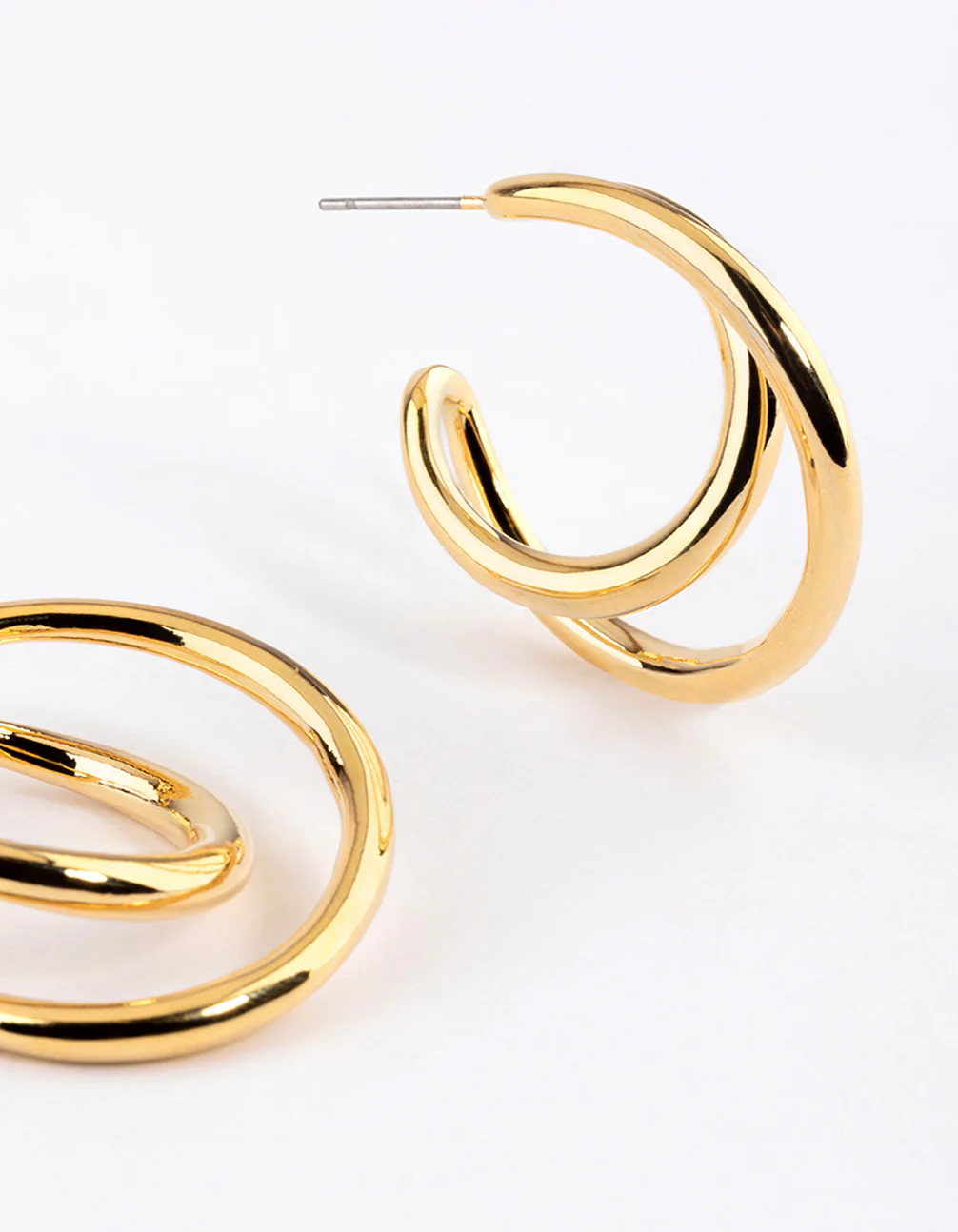 Gold Plated Medium Twisted Hoop Earrings - Image 3