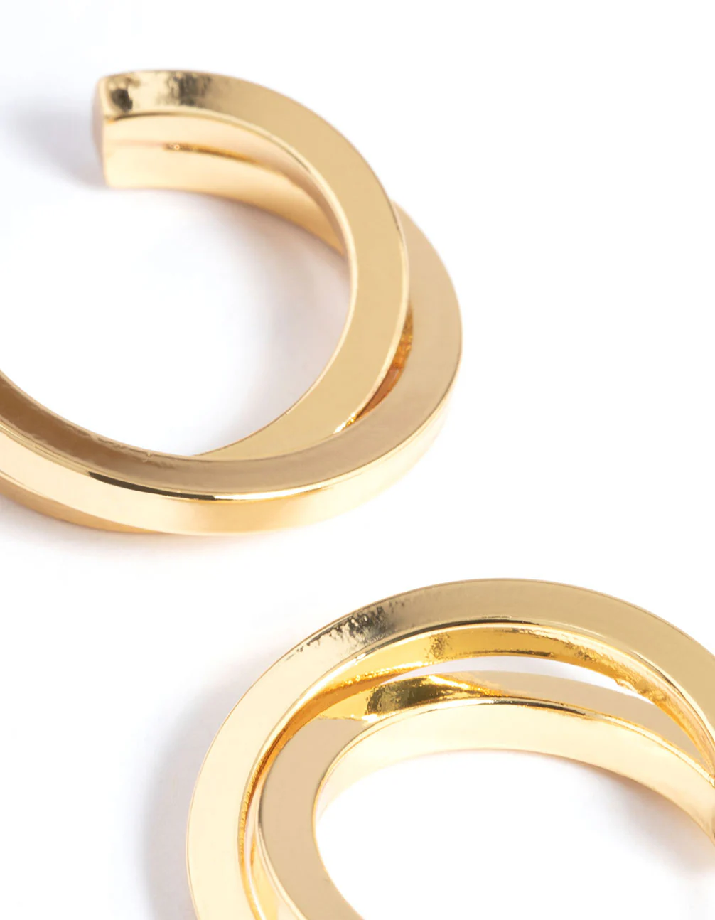 Gold Plated Square Crossover Double Hoop Earrings - Image 3