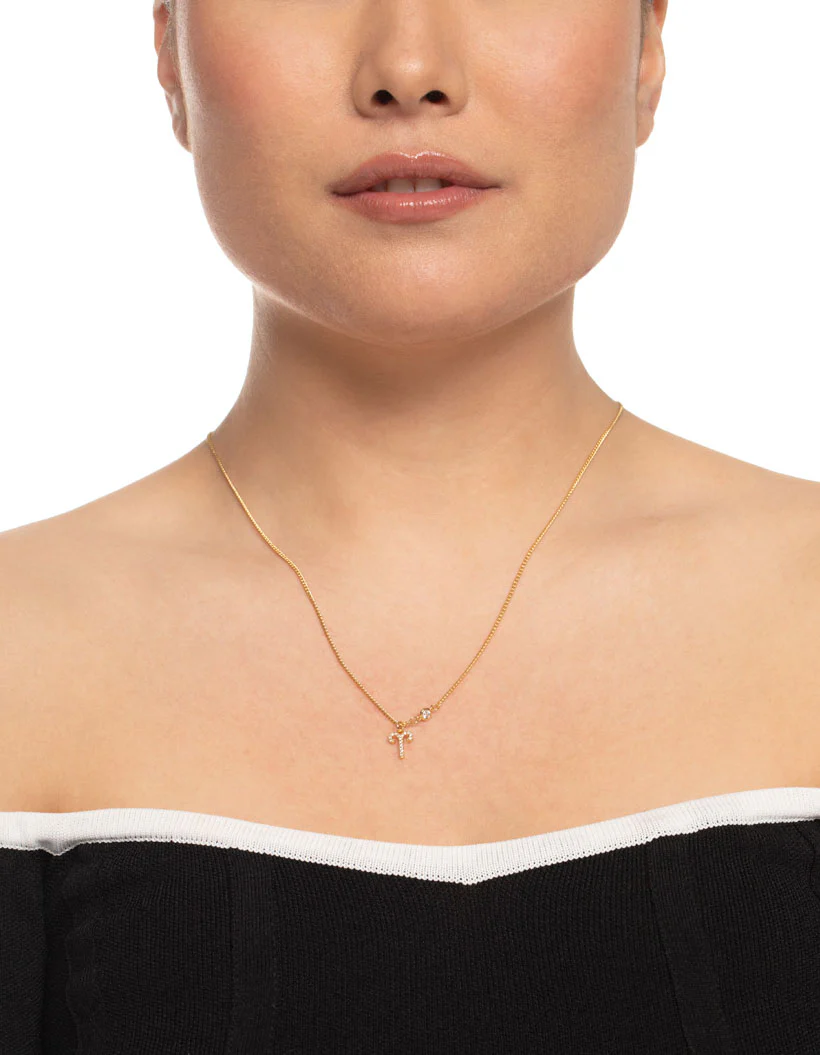 Gold Plated Aries Necklace with Cubic Zirconia Pendant - Image 3