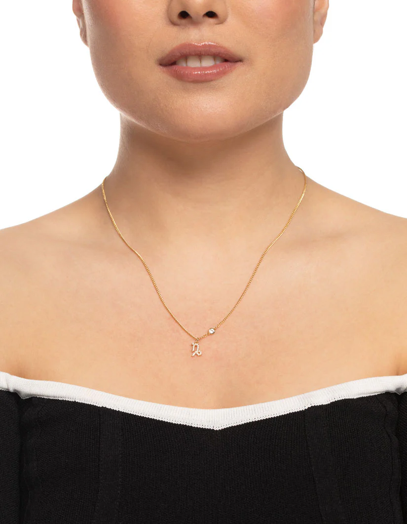 Gold Plated Capricorn Necklace With Cubic Zirconia Pendant - Image 2