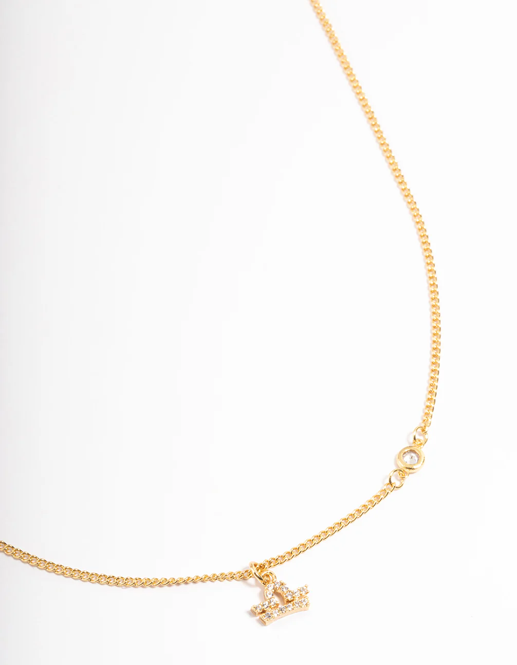 Gold Plated Libra Necklace with Diamante Pendant - Image 5