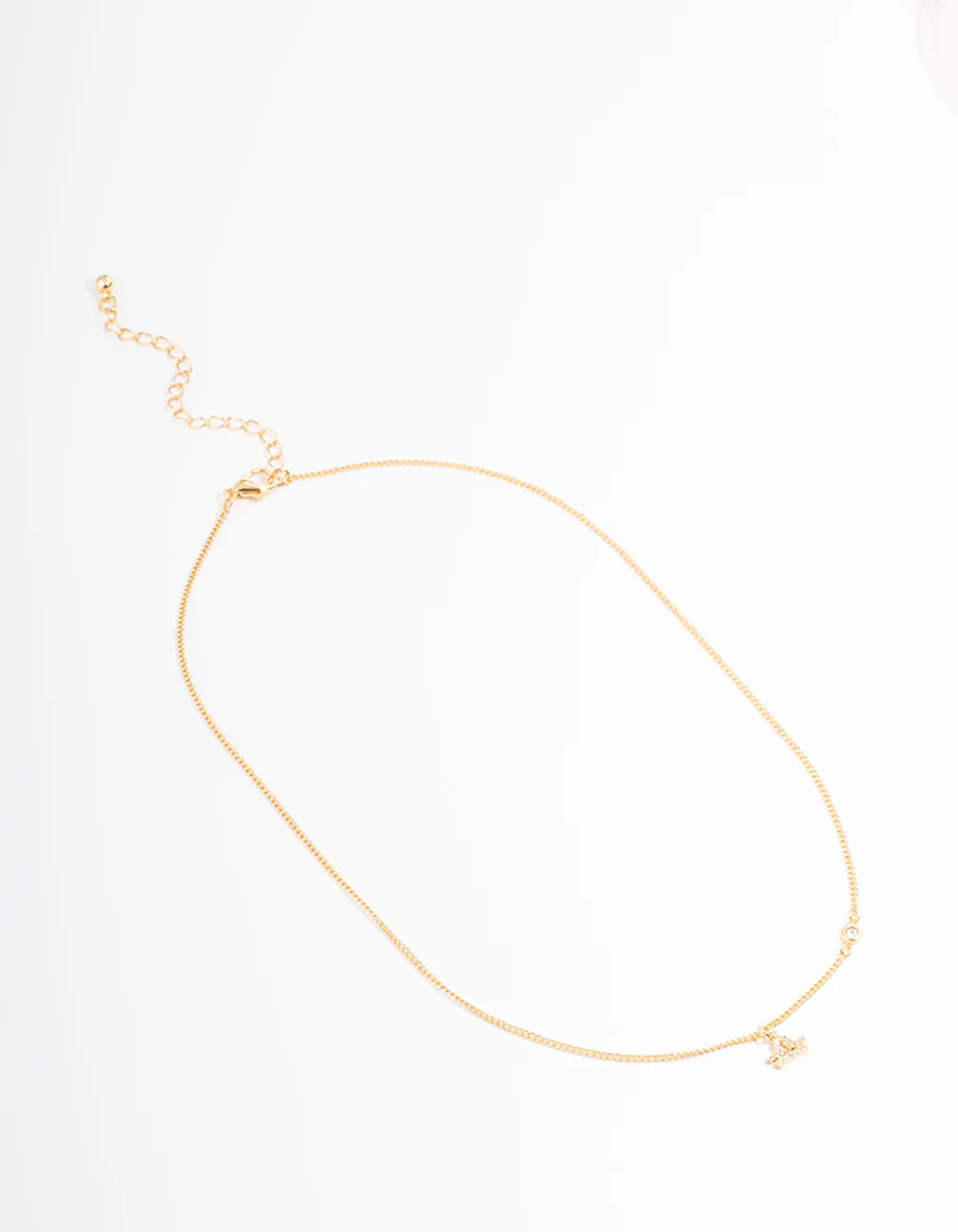 Gold Plated Libra Necklace with Diamante Pendant - Image 8