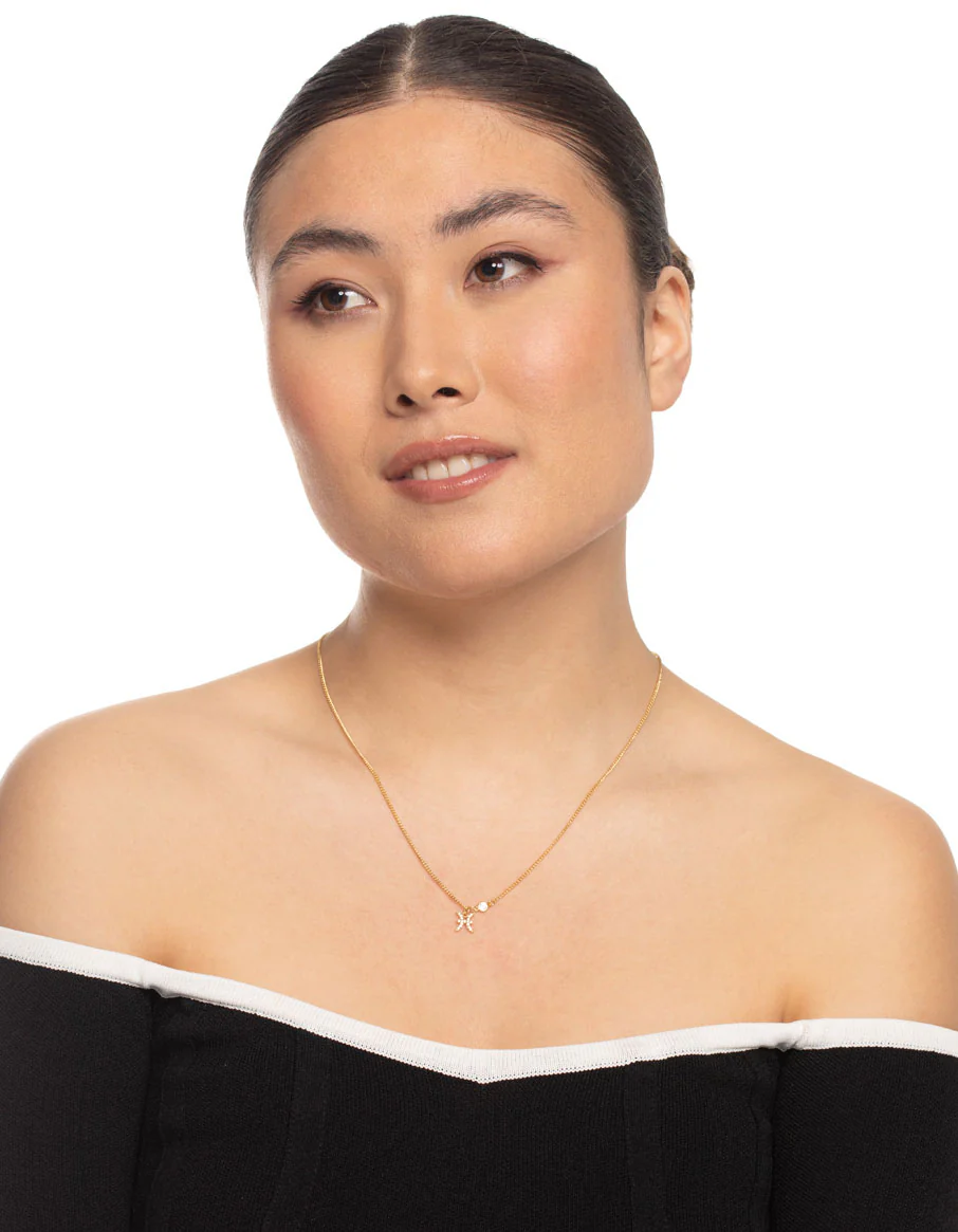 Gold Plated Pisces Necklace with Cubic Zirconia Pendant - Image 3