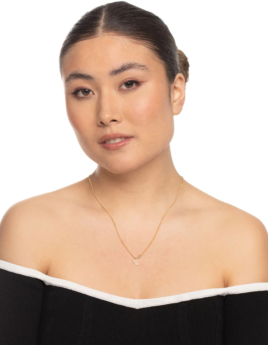 Gold Plated Scorpio Necklace With Cubic Zirconia Pendant - Image 3