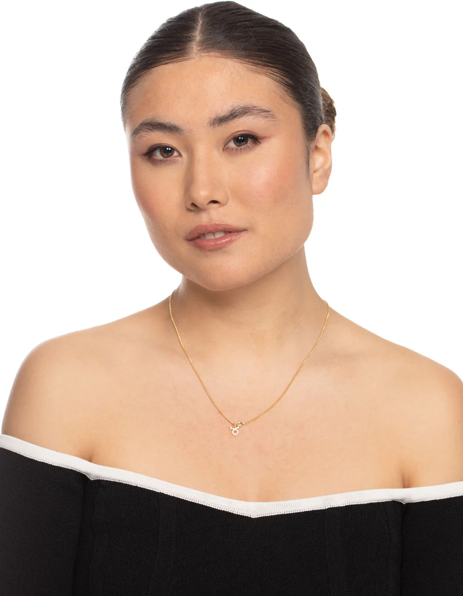 Gold Plated Taurus Necklace with Cubic Zirconia Pendant - Image 3