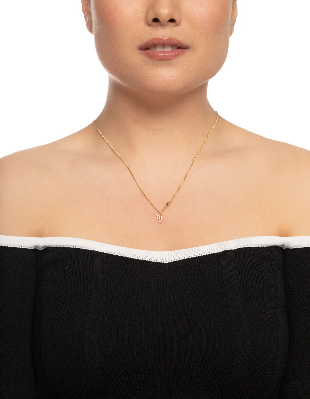 Gold Plated Virgo Necklace with Cubic Zirconia Pendant - Image 2