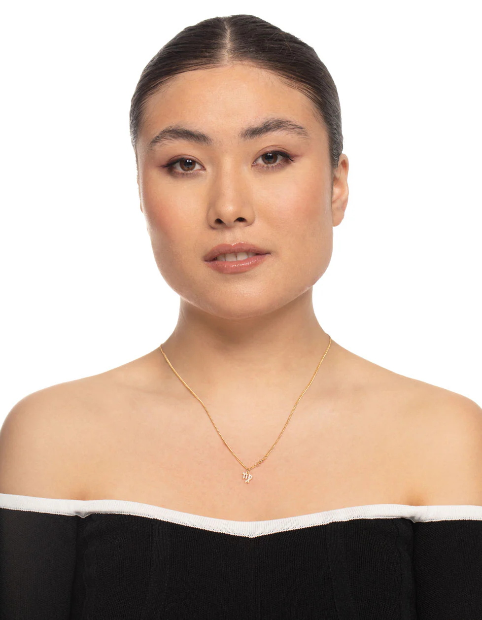 Gold Plated Virgo Necklace with Cubic Zirconia Pendant - Image 3