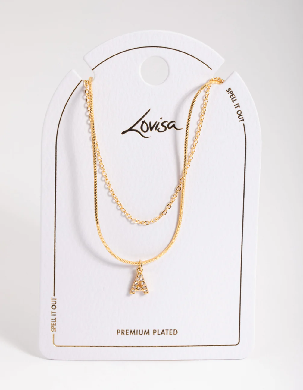 Gold Plated Diamante Letter A Layered Necklace - Image 3