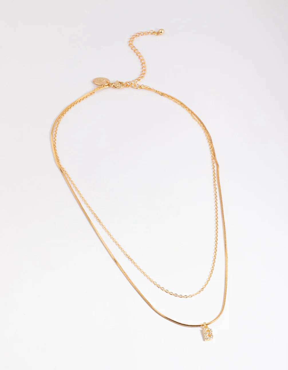 Gold Plated Diamante Letter B Layered Necklace - Image 2