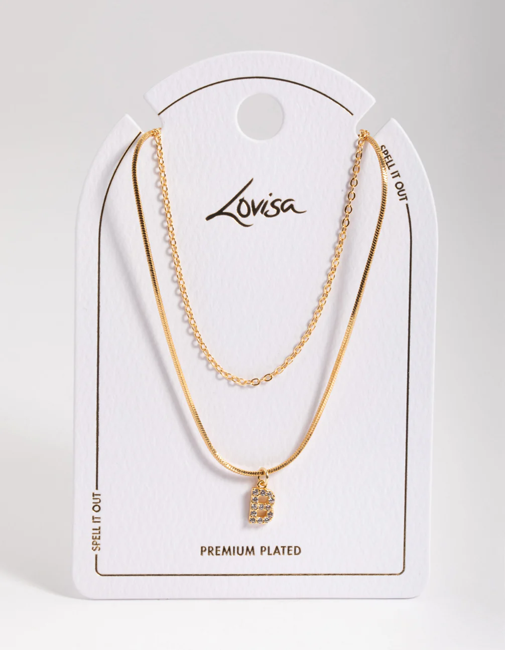 Gold Plated Diamante Letter B Layered Necklace - Image 3