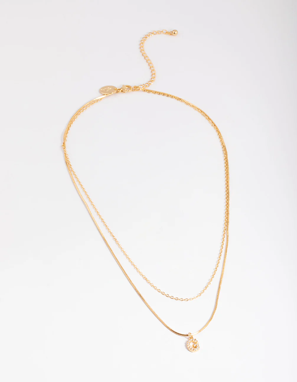 Gold Plated Diamante Letter G Layered  Necklace - Image 2