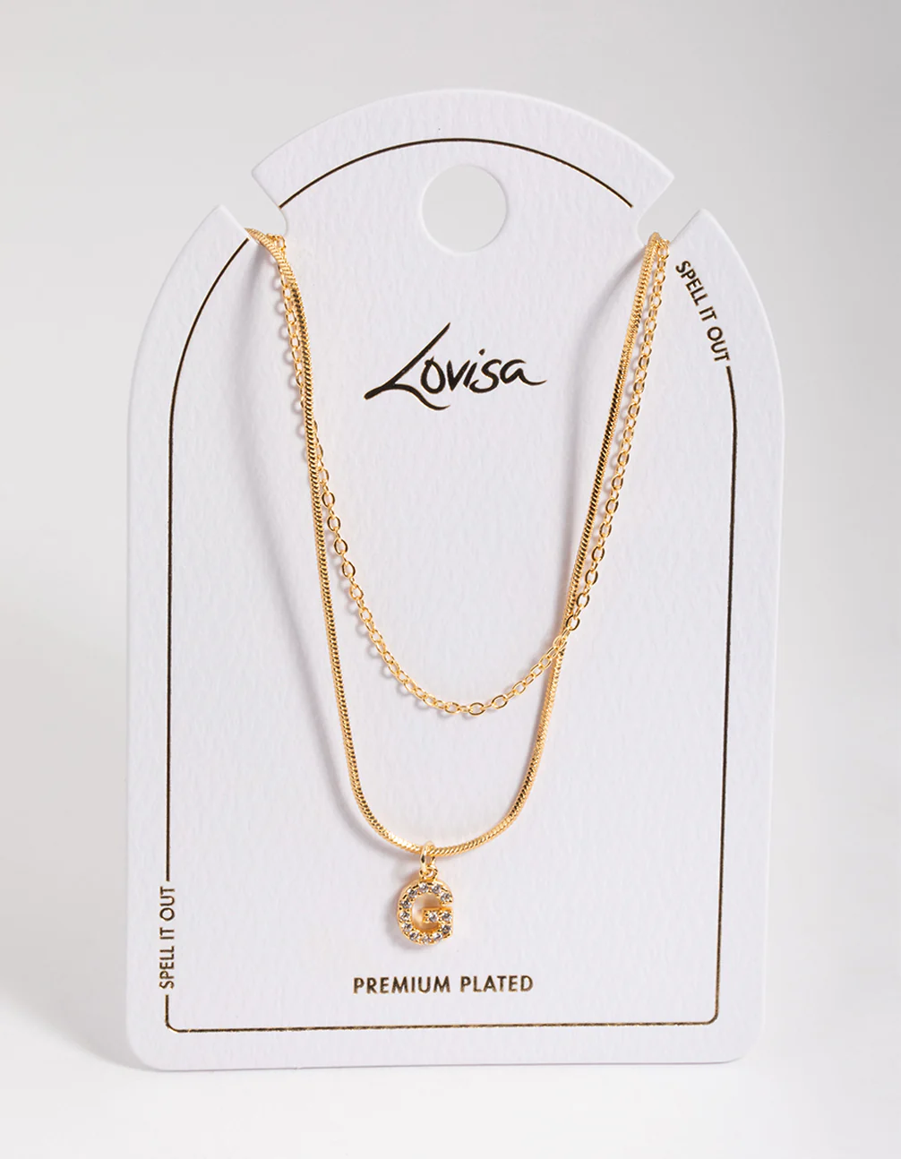 Gold Plated Diamante Letter G Layered  Necklace - Image 3