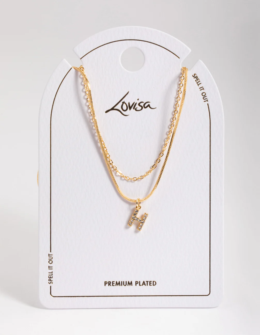 Gold Plated Diamante Letter H  Layered  Necklace - Image 3