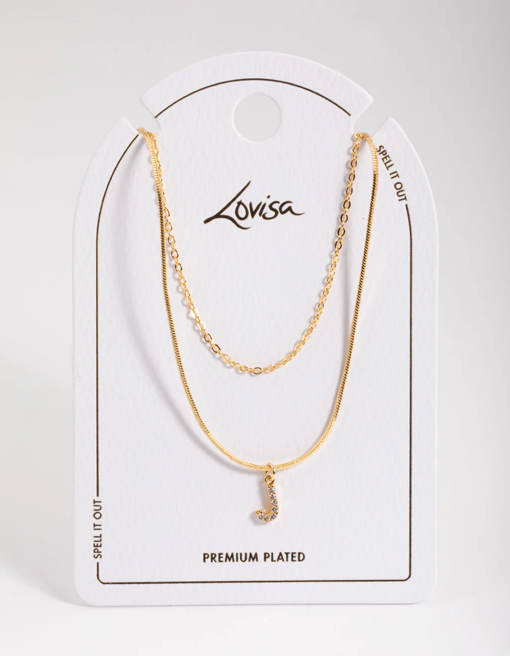 Gold Plated Diamante Letter J Layered Necklace - Image 3