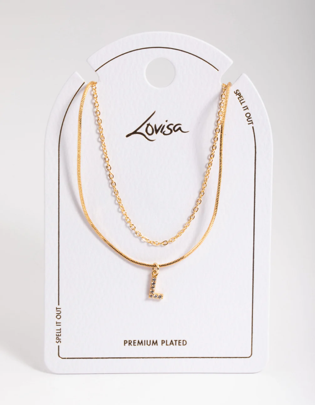 Gold Plated Diamante Letter L Layered Necklace - Image 3