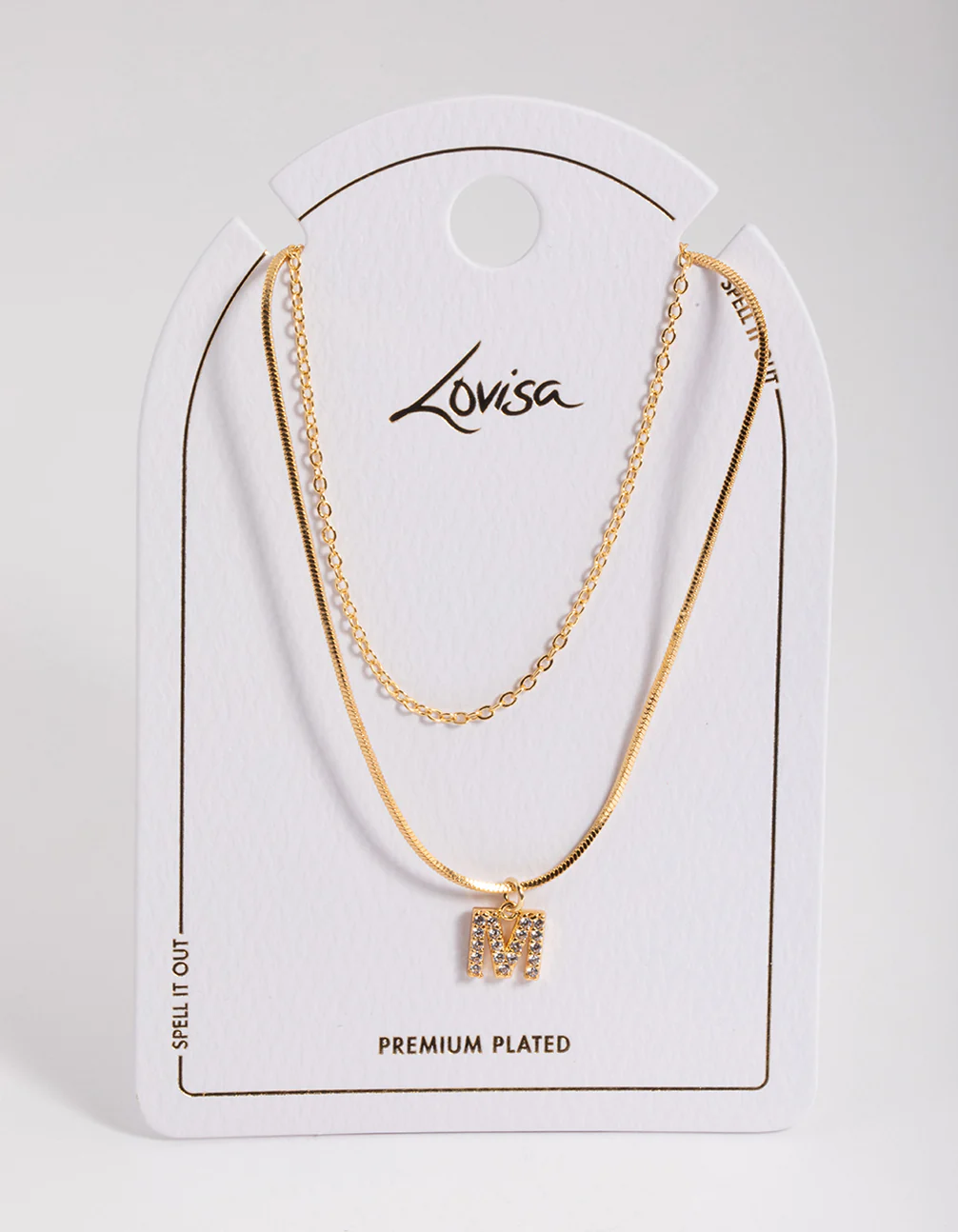 Gold Plated Diamante Letter M Layered Necklace - Image 3