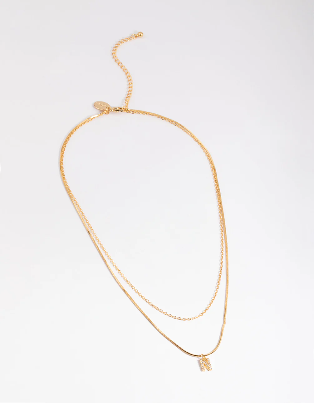 Gold Plated Diamante Letter N Layered  Necklace - Image 2