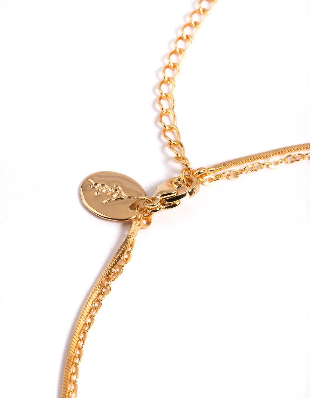 Gold Plated Diamante Letter N Layered  Necklace - Image 4