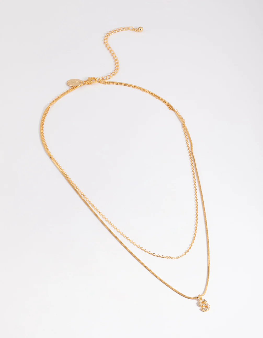 Gold Plated Diamante Letter S Layered Necklace - Image 2