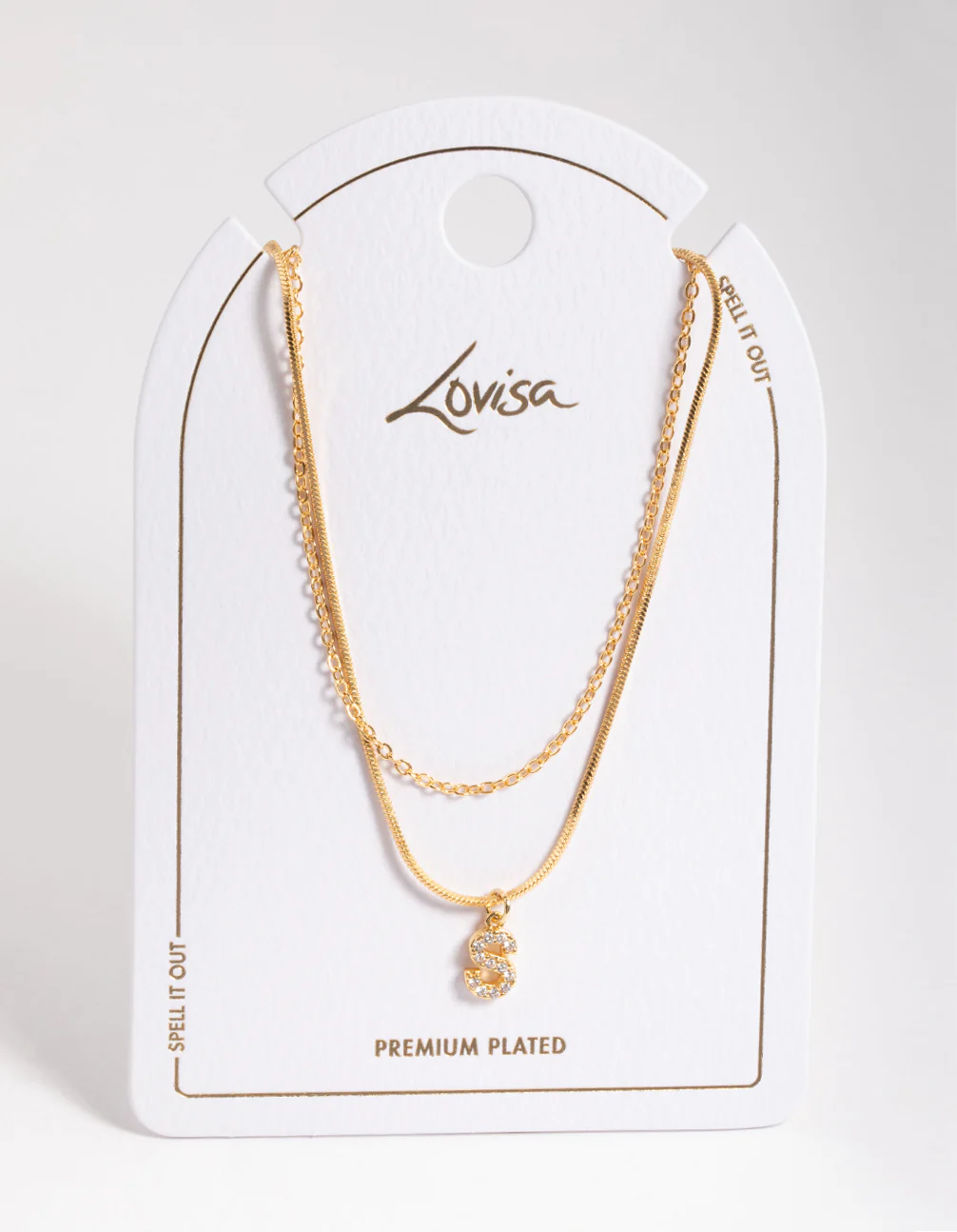 Gold Plated Diamante Letter S Layered Necklace - Image 3
