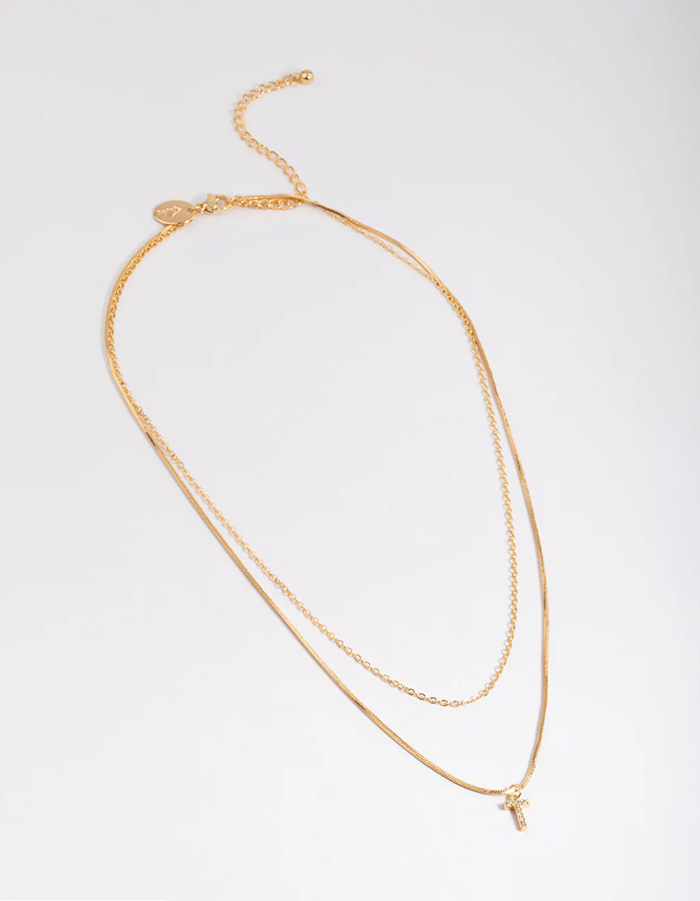 Gold Plated Diamante Letter T Layered  Necklace - Image 2