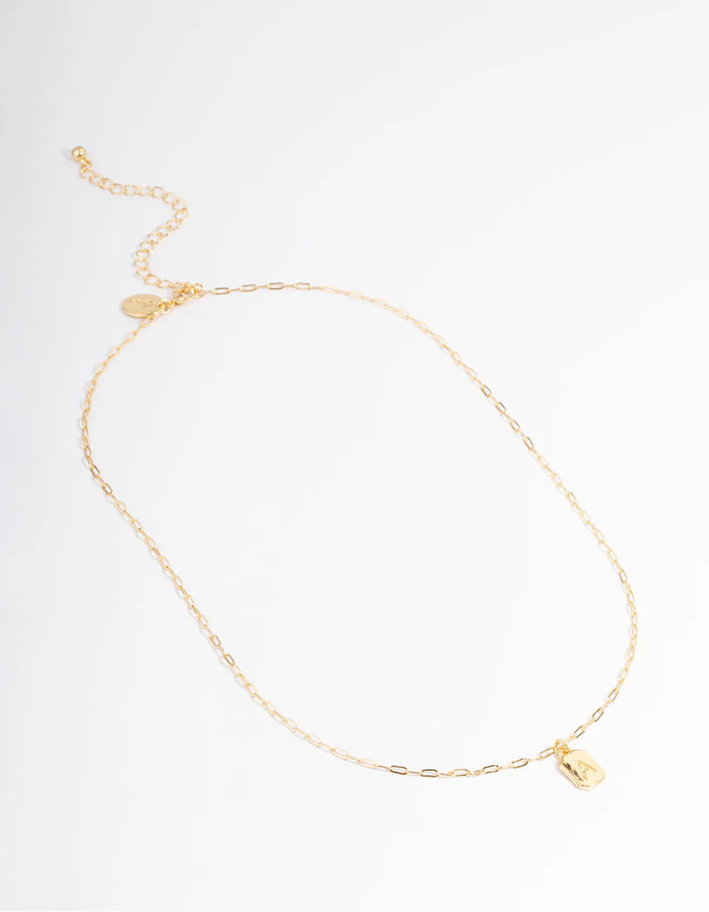 Letter A Gold Plated Rectangle Pendant  Necklace - Image 2