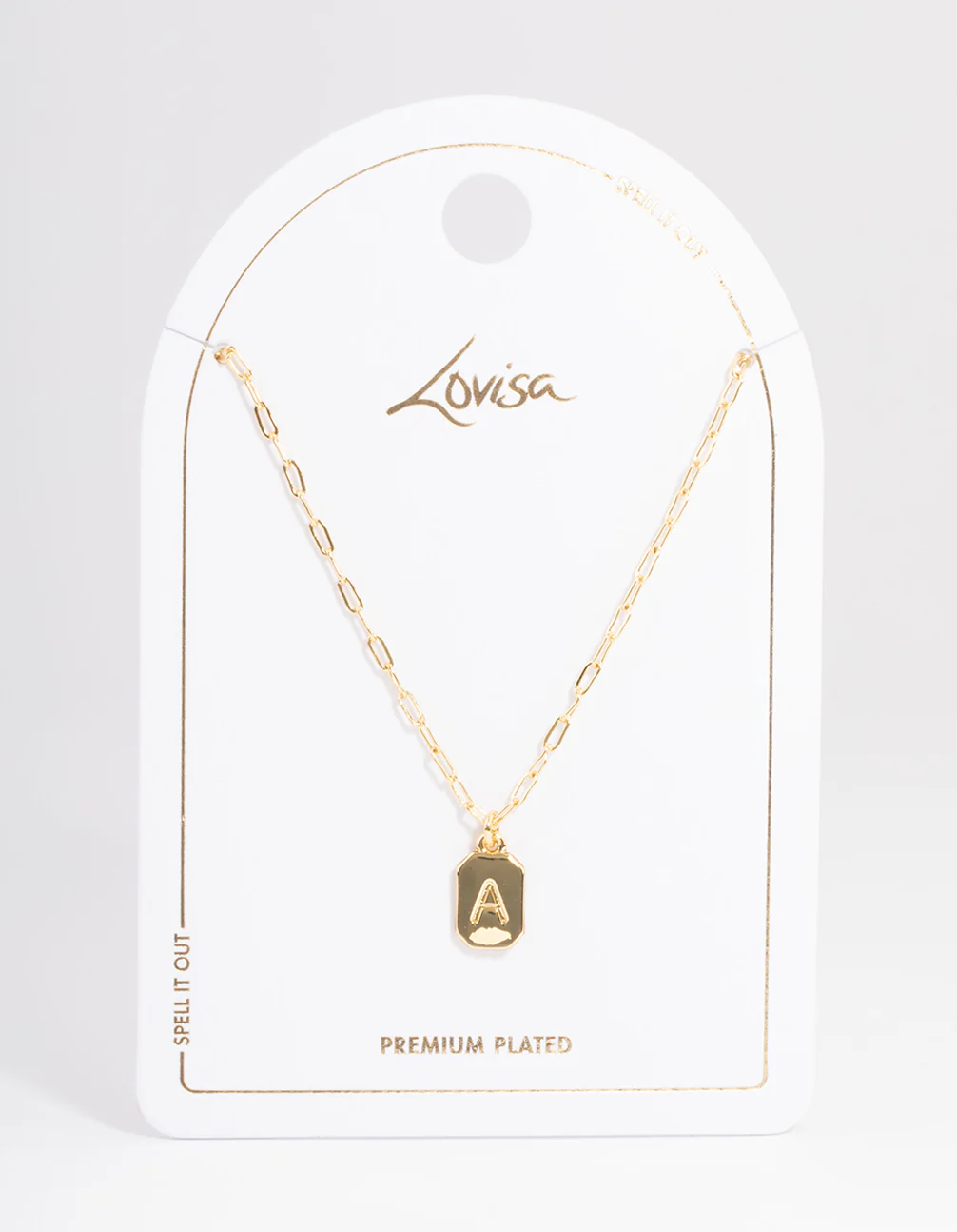 Letter A Gold Plated Rectangle Pendant  Necklace - Image 3