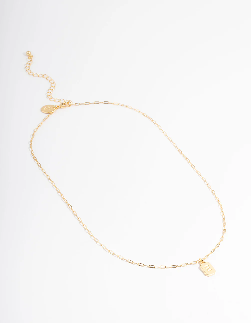 Gold Plated Letter E Rectangle Pendant  Necklace - Image 2