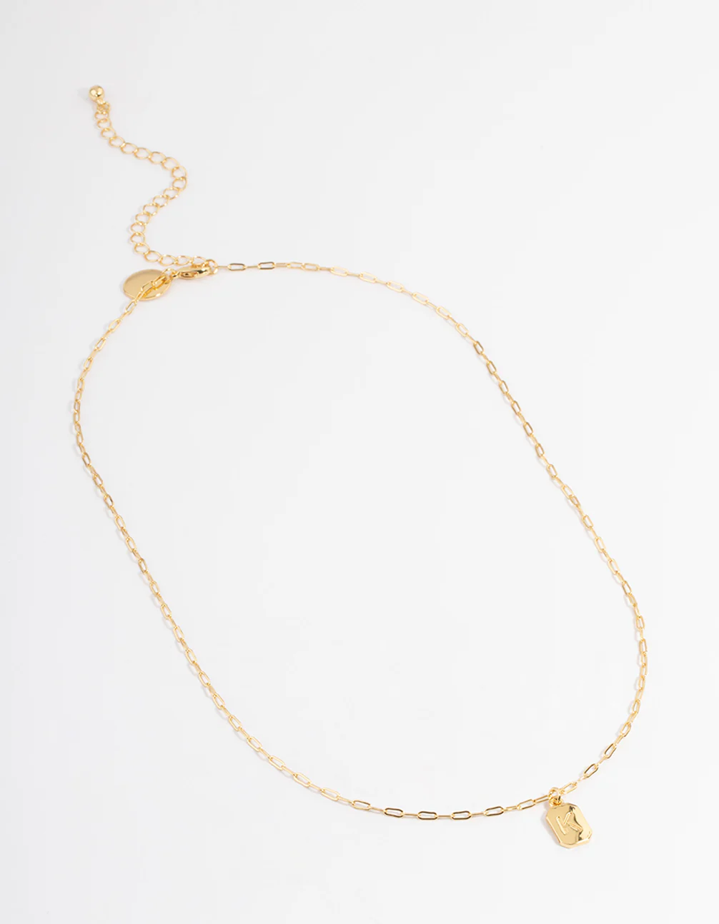 Gold Plated Letter K Rectangle Pendant  Necklace - Image 2