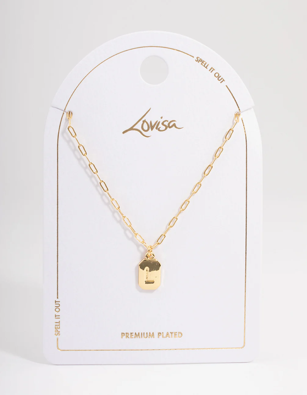 Gold Plated Letter L Rectangle Pendant  Necklace - Image 3