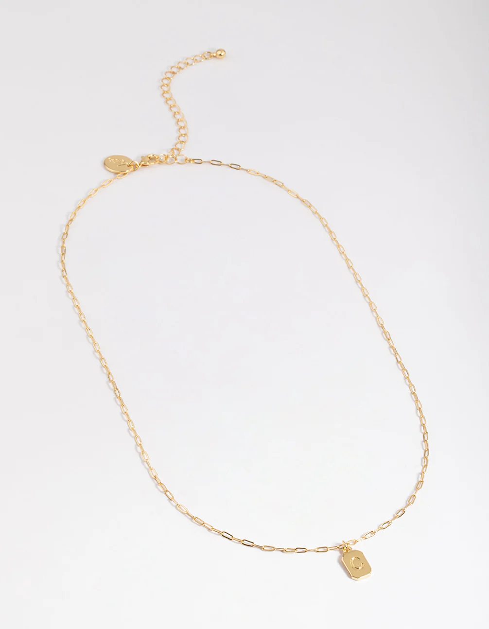 Gold Plated Letter C Rectangle Pendant  Necklace - Image 2