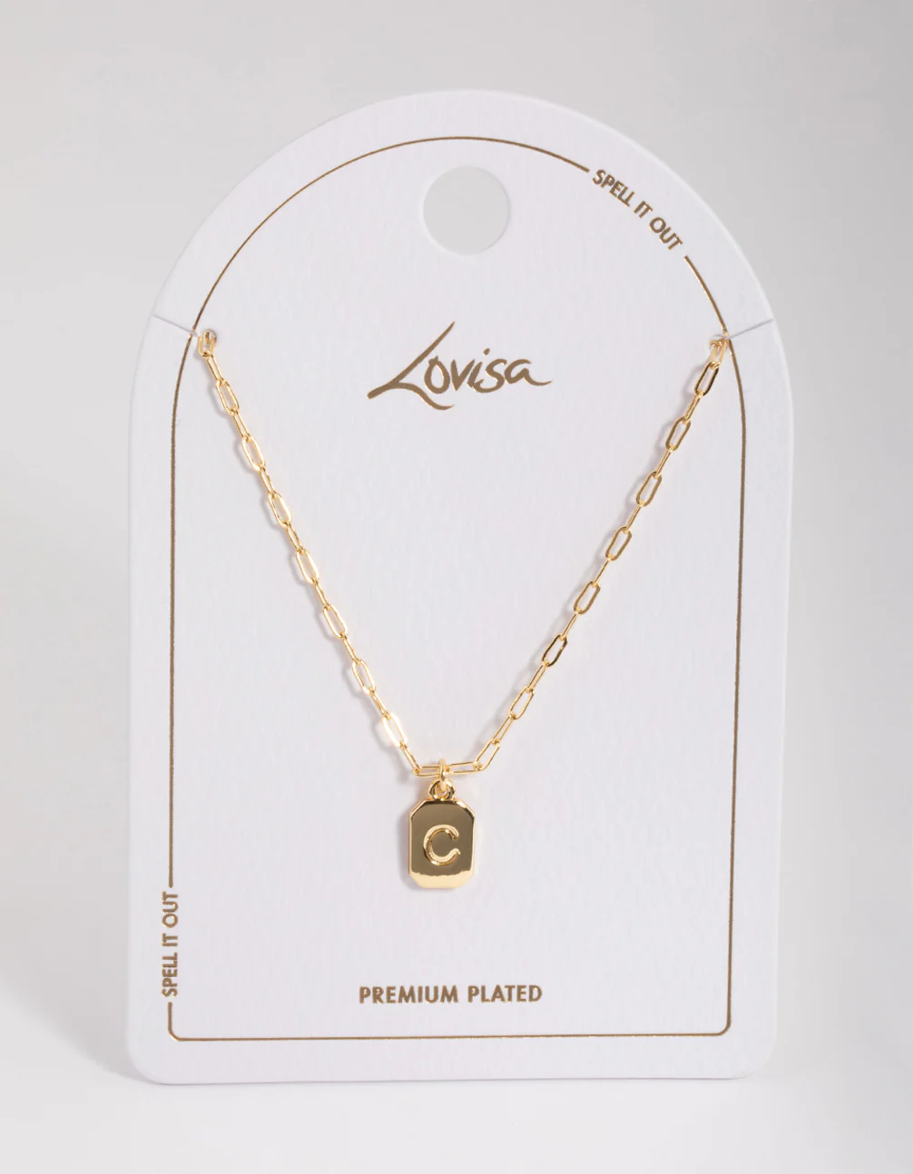 Gold Plated Letter C Rectangle Pendant  Necklace - Image 3