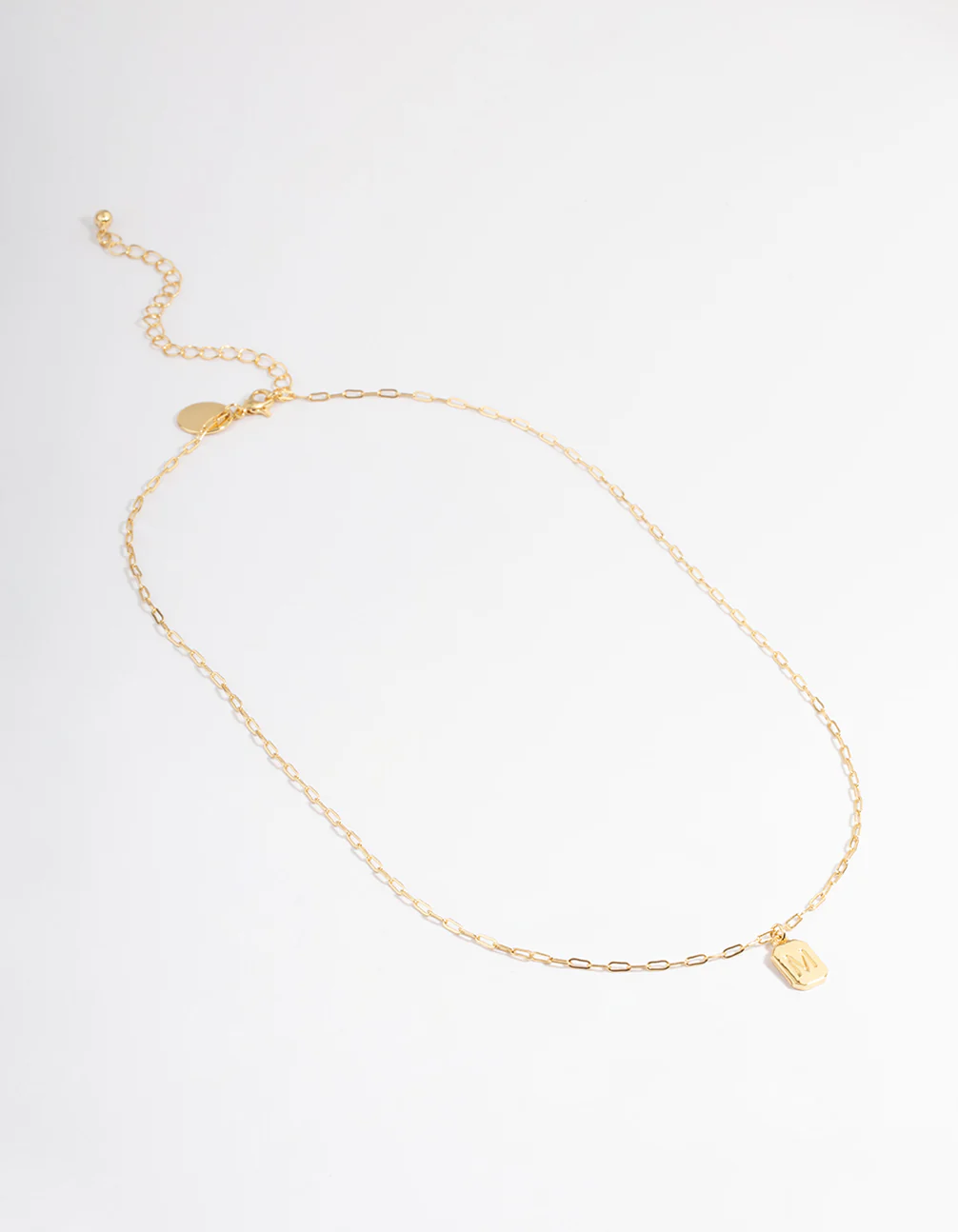 Gold Plated Letter M Rectangle Pendant  Necklace - Image 2