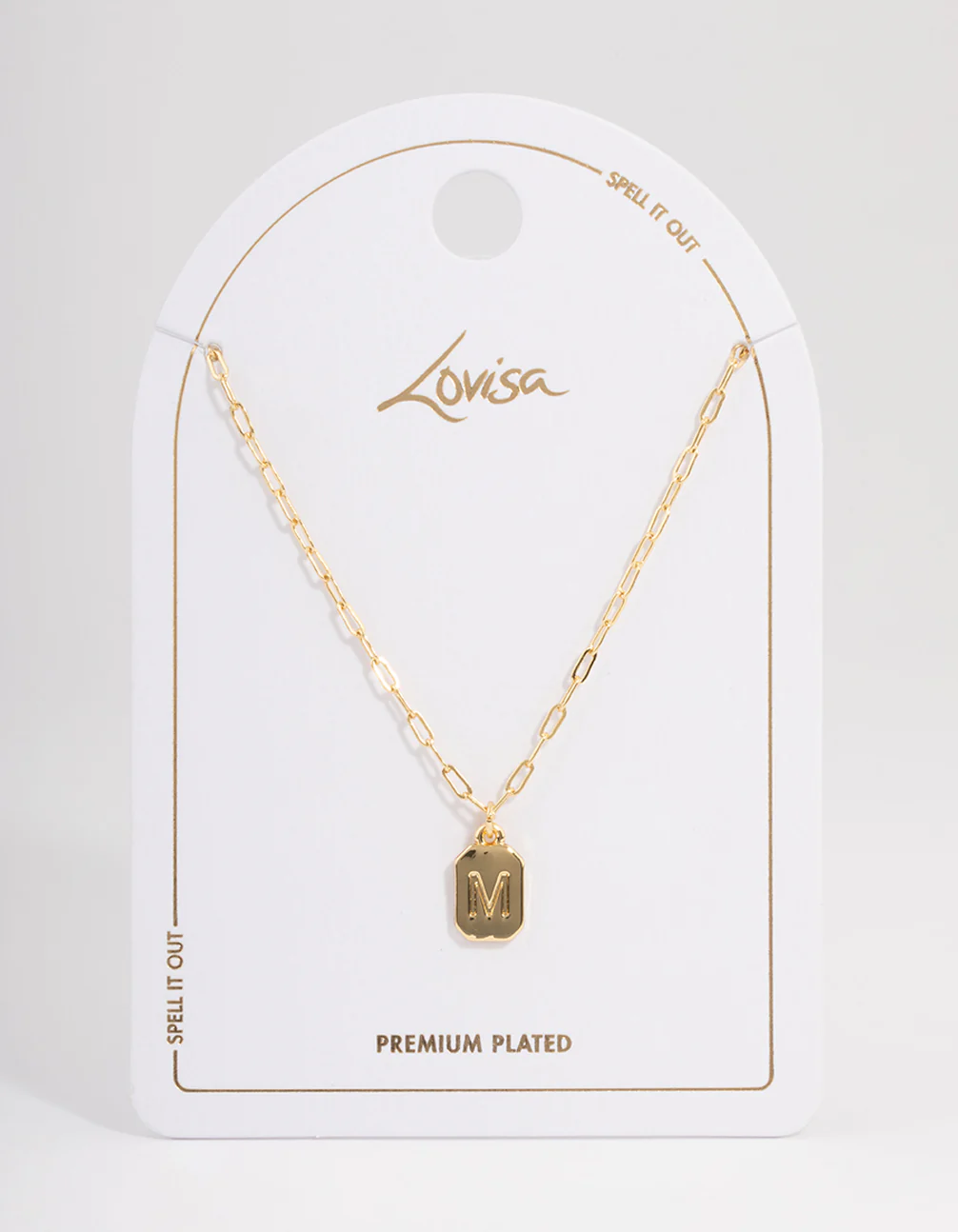 Gold Plated Letter M Rectangle Pendant  Necklace - Image 3