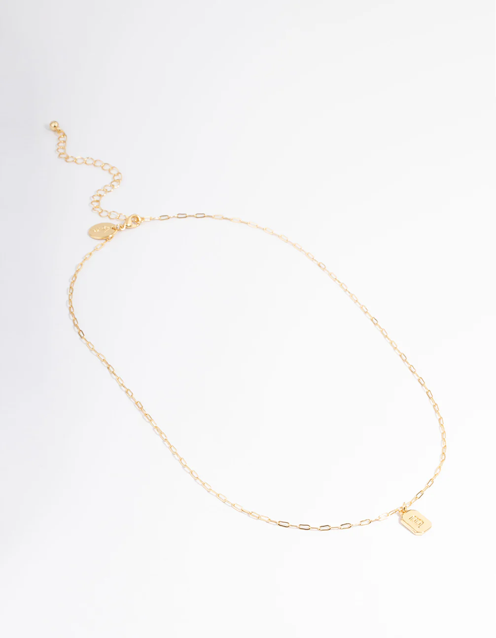 Gold Plated Letter B Rectangle Pendant  Necklace - Image 2