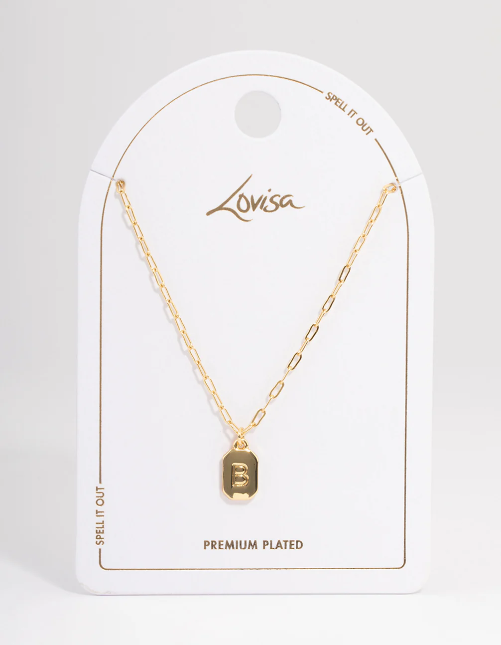 Gold Plated Letter B Rectangle Pendant  Necklace - Image 3