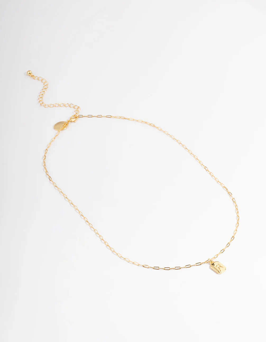 Gold Plated Letter R Rectangle Pendant Necklace - Image 3