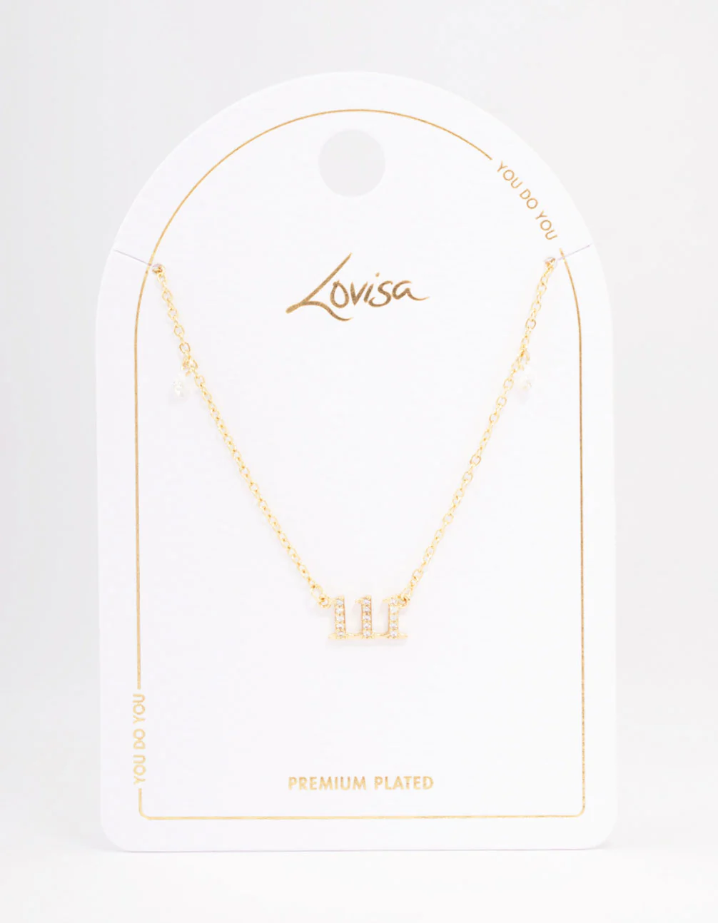 Gold Plated 111 Angel Number Cubic Zirconia Pendant Necklace - Image 2