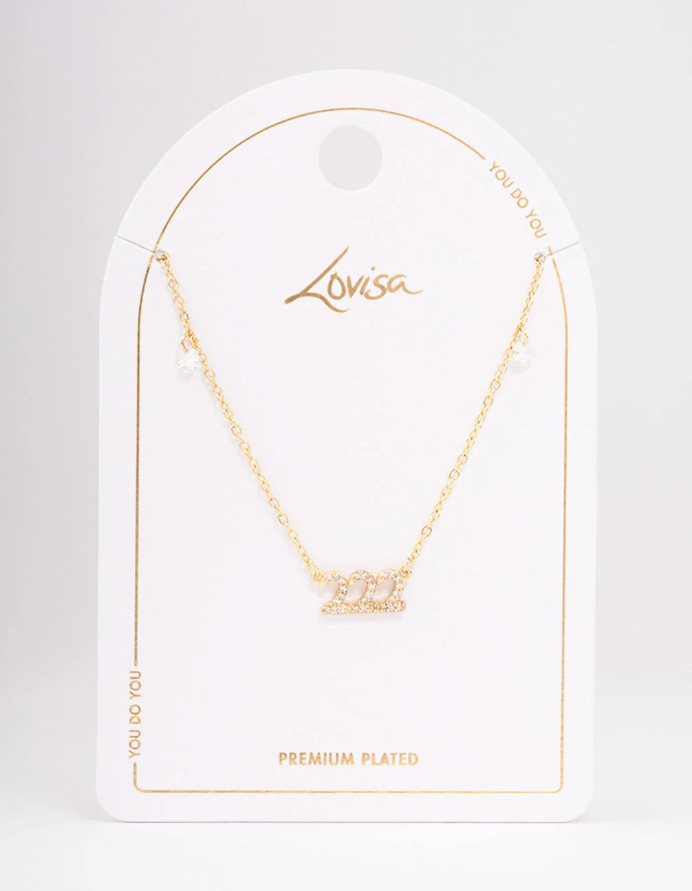 Gold Plated 222 Angel Number Cubic Zirconia Pendant Necklace - Image 2