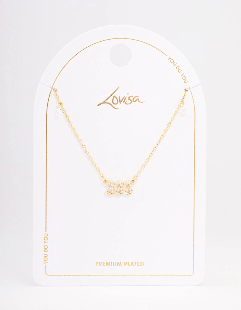 Gold Plated 333 Angel Number Cubic Zirconia Pendant Necklace - Image 2