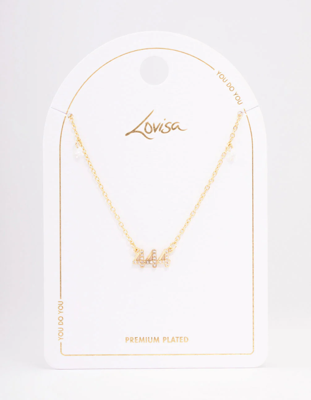 Gold Plated 444 Angel Number Cubic Zirconia Pendant Necklace - Image 2