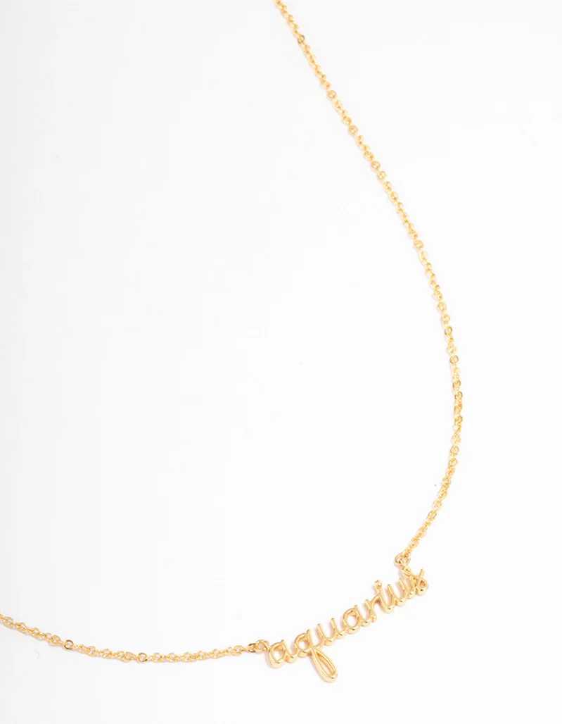 Gold Plated Aquarius Script Pendant Necklace