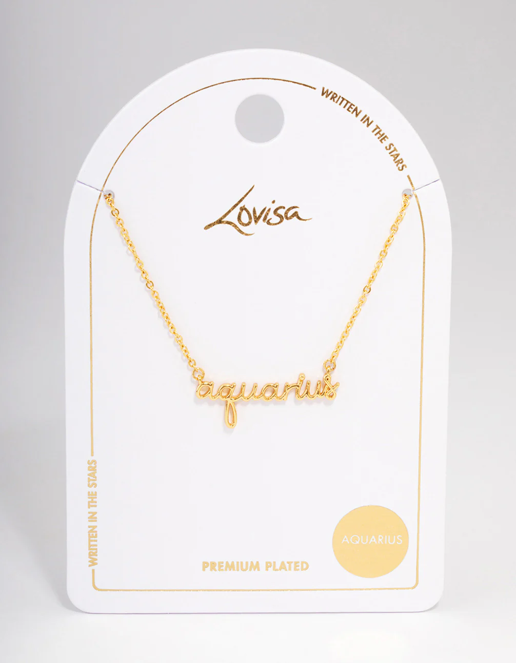 Gold Plated Aquarius Script Pendant Necklace - Image 3