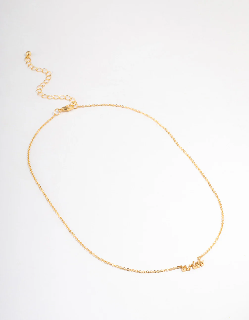 Gold Plated Aries Script Pendant Necklace - Image 2