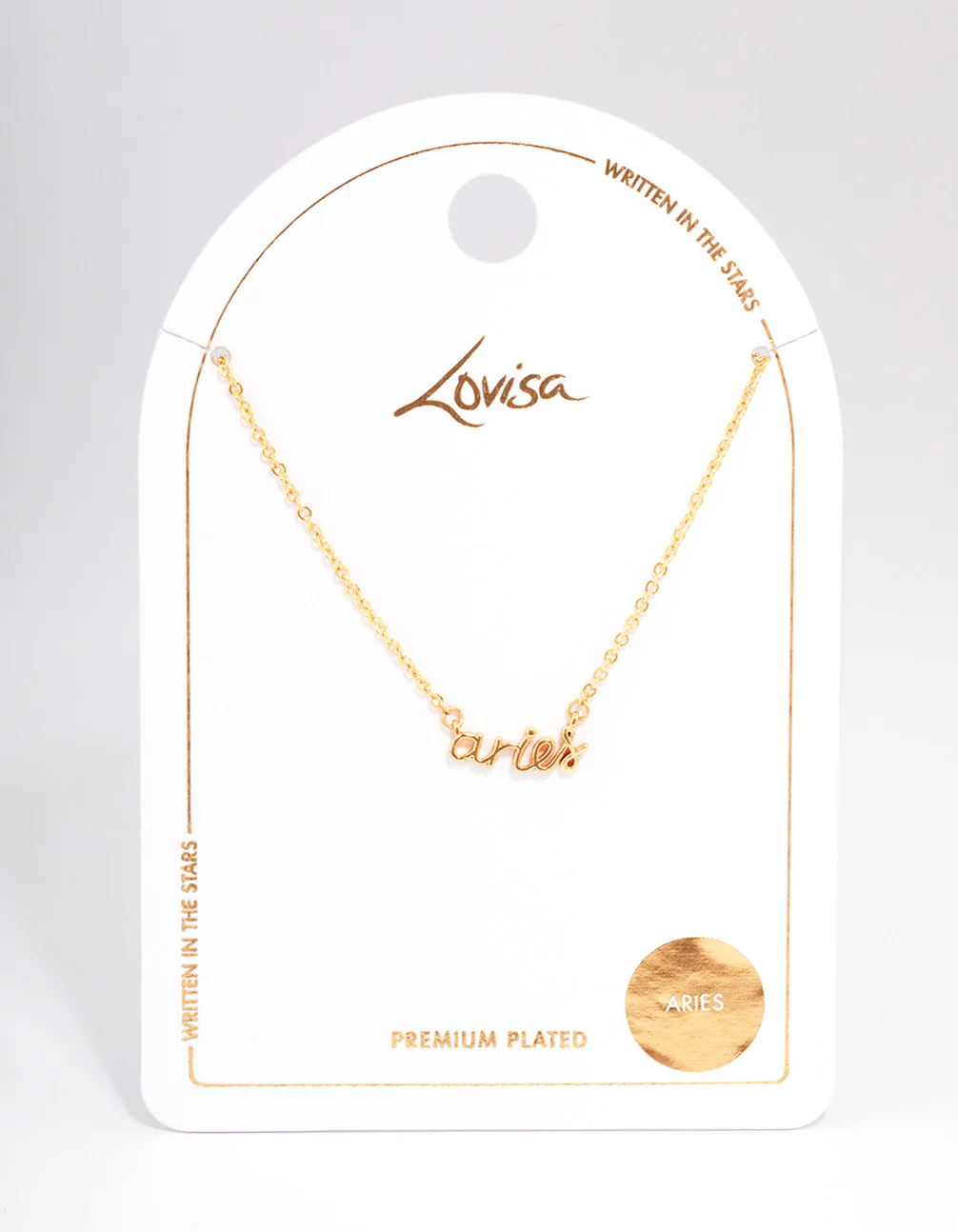 Gold Plated Aries Script Pendant Necklace - Image 3