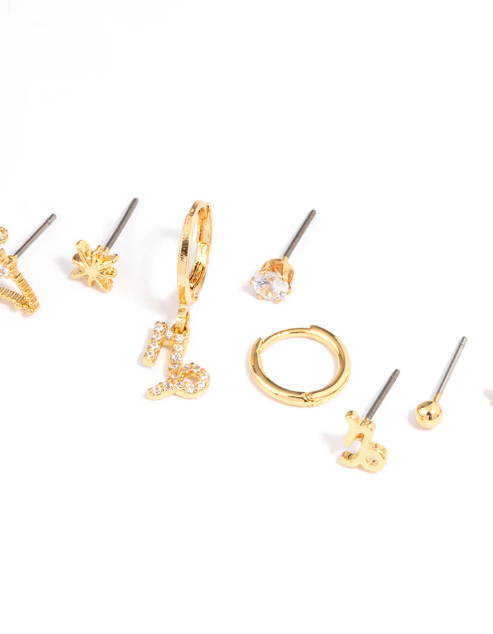 Gold Plated Capricorn Star Sign Ear Stackers - Image 2