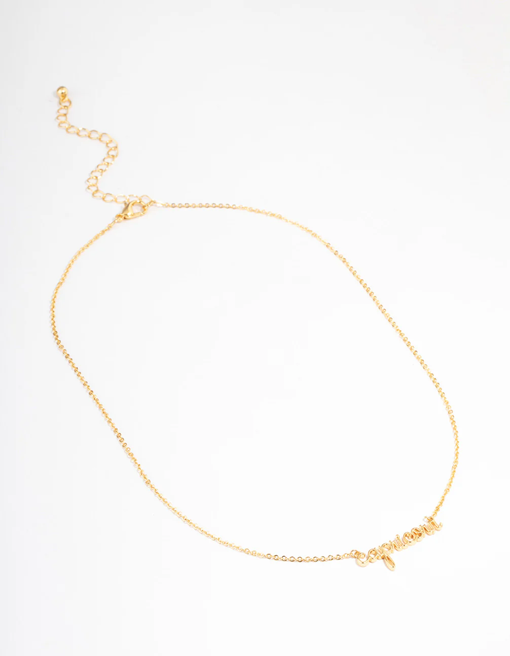 Gold Plated Capricorn Script Pendant Necklace - Image 2